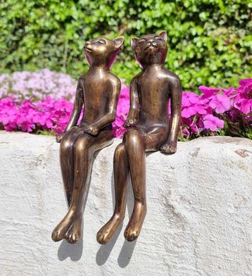 Beeldje - Dreaming cats - Brons, Antiek en Kunst, Kunst | Designobjecten