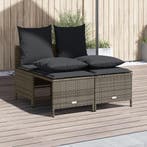 vidaXL 4-delige Loungeset met kussens poly rattan grijs, Verzenden, Nieuw, Rotan, Loungeset