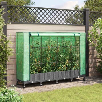 vidaXL Tuinplantenbak met Kasbedekking en Wielen 4 st, Verzenden, Nieuw, Minder dan 60 cm, 60 cm of meer