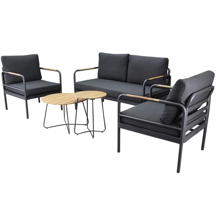 Florina stoel bank loungeset 5 delig aluminum teak antraciet, Tuin en Terras, Tuinsets en Loungesets, Nieuw, Aluminium, Ophalen of Verzenden