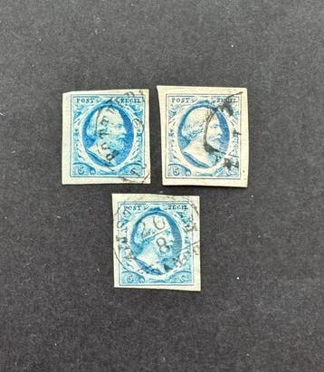 Nederland 1852 - Koning Willem III met halfrond en attesten, Gestempeld