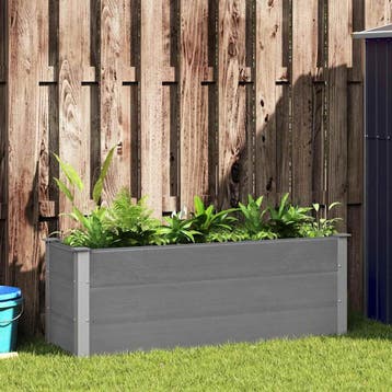 vidaXL Plantenbak verhoogd 150x50x54 cm HKC grijs, 100 cm of meer, Verzenden, Nieuw, Hout