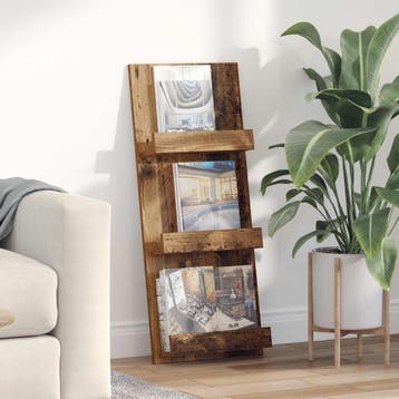 vidaXL Tijdschrift Rek met plank Oudhout 43 x 11 x 102 cm, Verzenden, Nieuw