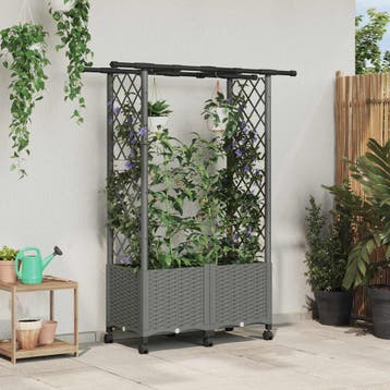 vidaXL Verhoogd Bed met Trellis en Dak Lichtgrijs 124,5 x 40, Verzenden, Nieuw, Minder dan 60 cm, 60 cm of meer