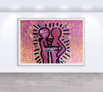 Freda People - Super Rare Haring Wall XXL, Antiek en Kunst, Kunst | Schilderijen | Modern