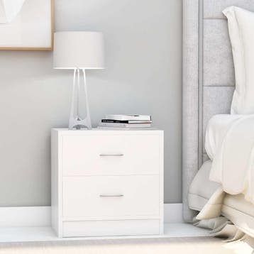 vidaXL Nachtkastjes 2 st 40x30x40 cm bewerkt hout wit, Minder dan 45 cm, Verzenden, Nieuw, Minder dan 55 cm