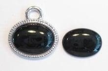 3x Plaksteen glas ovaal Zwart 20 mm  (excl. houder), Ophalen of Verzenden, Nieuw, Overige typen