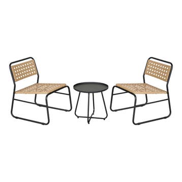 Bistroset Brienza tuintafel met 2 tuinstoelen zwart en beige, Tuin en Terras, Verzenden, Nieuw