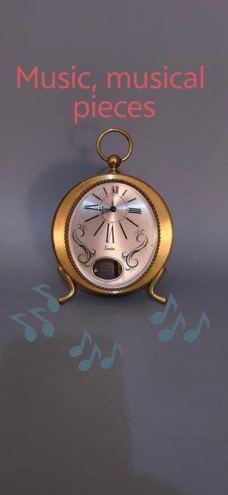 Muzikale bureauklok - Messing - 1950-1960