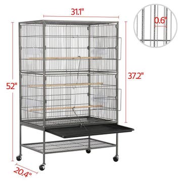 2dekans | Yaheetech Vogelkooi 132 cm - Zwart - Groot - Met, Ophalen of Verzenden, Zo goed als nieuw