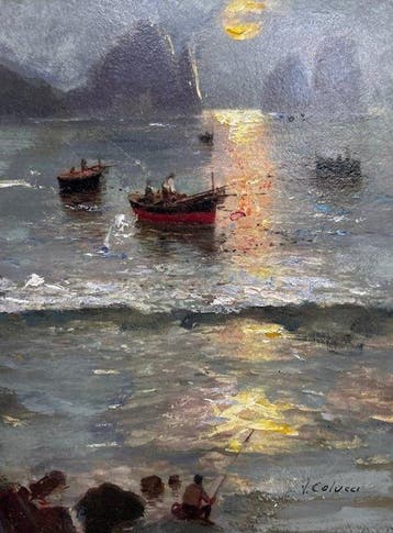 Vincenzo Colucci (1898-1968) - Capri con i Faraglioni al