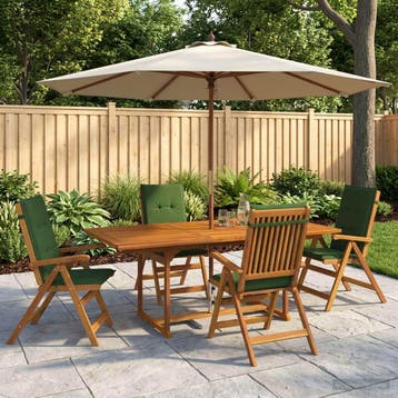 vidaXL 5-delige tuin eetset Naturel Massief Acaciahout, Verzenden, Nieuw