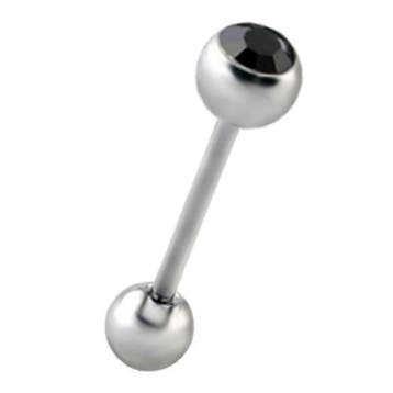 Fako Bijoux - Tongpiercing - Kristal - Zwart, Verzenden, Nieuw