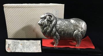 Japanese Takaoka Metal Zodiac Ram / Sheep Sculpture -
