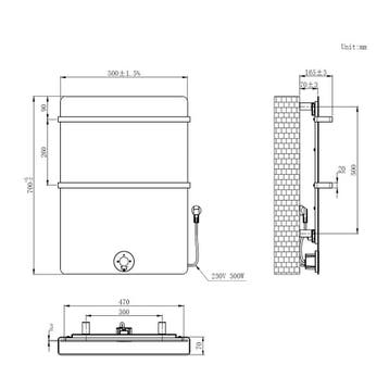 Elektrische Radiator Best Design Brenner Black 70x50cm 300W, Ophalen of Verzenden, Nieuw