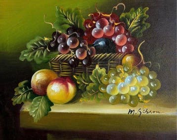 M. Gibson (XX) - Fruit Still Life with Grapes and Apples
