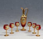 Drankservies voor 6 (7) - Glas, Verguld