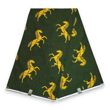 VLISCO stof Hollandais Afrikaanse Wax print - Groen / Geel J, Hobby en Vrije tijd, Stoffen en Lappen, Ophalen of Verzenden, Nieuw
