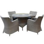 Bilbao Riccione dining tuinset 110 cm rond 5-delig grijs, Tuin en Terras, Ophalen of Verzenden, Nieuw, Wicker
