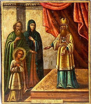 Icoon - Opdracht van Maria in de tempel - Hout - Rusland