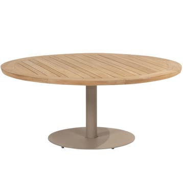 Saba low dining teak tafel 160ØxH69 cm met latte onderstel, Tuin en Terras, Tuintafels, Ophalen of Verzenden, Nieuw