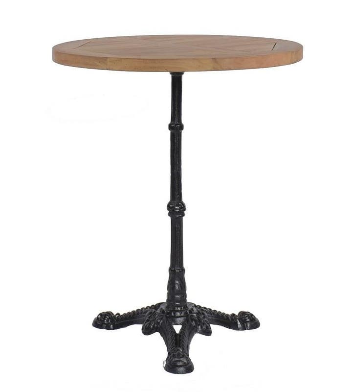 Teakhouten terras bistrotafel rond 60cm met gietijzeren voet, Zakelijke goederen, Horeca | Meubilair en Inrichting, Meubilair