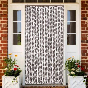vidaXL Vliegengordijn 100x220 cm chenille taupe en wit, Verzenden, Nieuw
