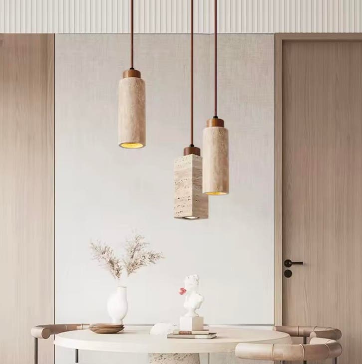 Nieuwe Wabi Sabi Hanglamp – Travertijn Plafondlamp voor Huut, Huis en Inrichting, Lampen | Hanglampen, Nieuw, Verzenden
