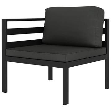vidaXL Hoekbank sectioneel 1 st met kussens aluminium, Tuin en Terras, Verzenden, Nieuw, Overige materialen