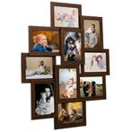 vidaXL Fotolijst voor 10x(10x15 cm) foto MDF donkerbruin, Verzenden, Nieuw