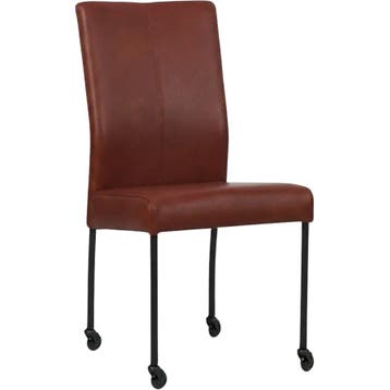 Leren eetkamerstoel Comfort met wieltjes - Granada Rouge, Huis en Inrichting, Stoelen, Nieuw, Leer, Ophalen of Verzenden, Rood