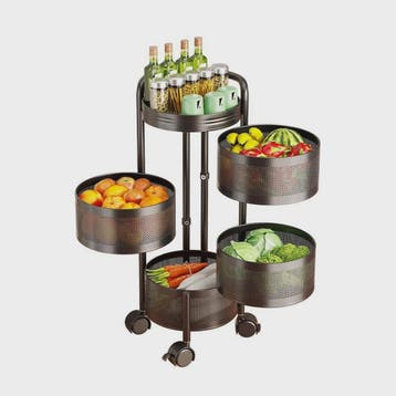 Draaibare Keuken Trolley 3-5 Laags - Carbon Staal Mesh Opber, Verzenden, Nieuw