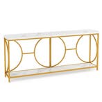LIVSK Entreetafel - Faux-marmeren Blad - Gouden Metalen Fram, Verzenden