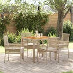 vidaXL Tuin eettafelset 5 pcs Beige poly rattan, Tuin en Terras, Tuinsets en Loungesets, Verzenden, Nieuw, Rotan, 5 zitplaatsen