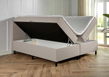 Boxspring met opbergruimte Bologna 160 200 Beige, Verzenden, Beige, 200 cm, Modern