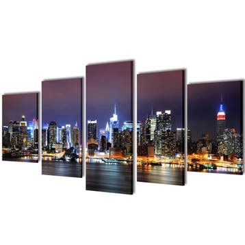vidaXL Canvas muurdruk set Kleurrijke New York skyline 100 x, Verzenden, Nieuw