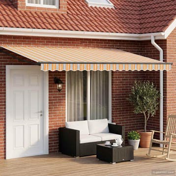 vidaXL Handbediende luifel met LEDs Blauw, Oranje,, Verzenden, Nieuw