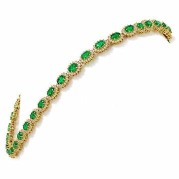 Halsketting - 14 karaat Geel goud - 20.06ct. tw. Smaragd -, Nieuw