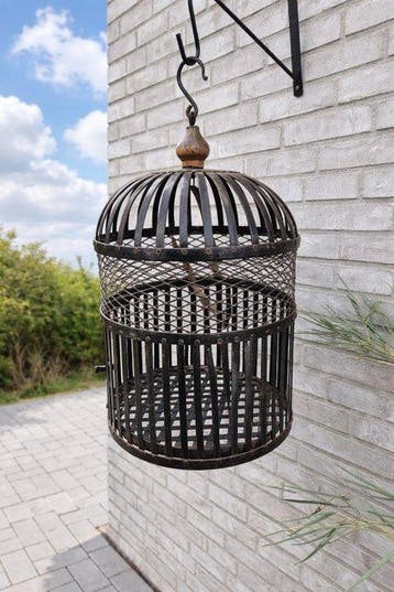 Vogelkooi - Metaal - zwaar metalen vogelkooi, Antiek en Kunst