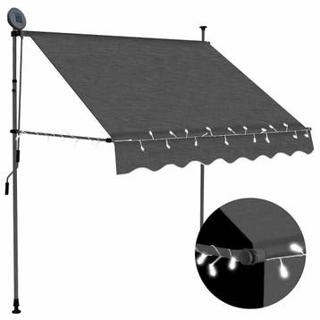vidaXL Luifel handmatig uitschuifbaar met LED 200 cm, Verzenden, Nieuw