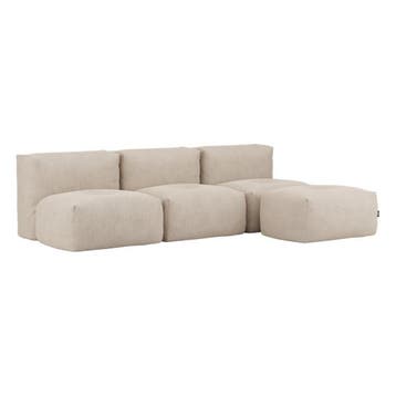 Soft Sofa Indoor 3 Seater Open + Pouf - Corduroy Beige, Verzenden, Nieuw, Beige, Zitzak