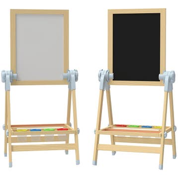 Kinderstaffelei Van Hout, Dubbelzijdig Whiteboard En Krijtbo, Verzenden, Nieuw