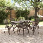 vidaXL Tuin eettafelset 7 pcs Brons Aluminium, Verzenden, Nieuw, Aluminium
