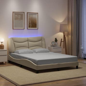 vidaXL Bedframe met LED zonder matras Hvar 120x200 cm stof, Verzenden, Nieuw, Twijfelaar, 120 cm