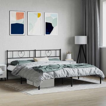 vidaXL Bedframe met hoofdbord metaal zwart 180x200 cm, Eenpersoons, Verzenden, Zwart, Nieuw