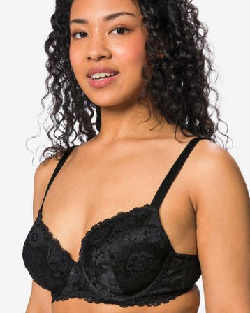 HEMA Voorgevormde kanten bh met beugel zwart, Verzenden, Zwart