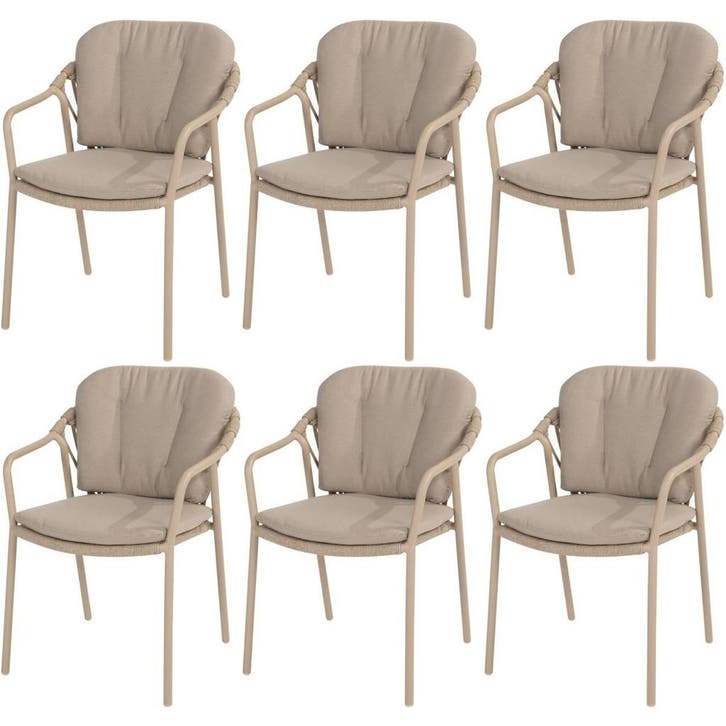 Manitoba stapelbare tuinstoel latte Taste 4SO set van 6, Tuin en Terras, Tuinstoelen, Nieuw, Ophalen of Verzenden