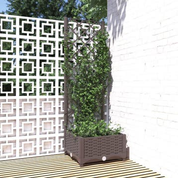vidaXL Plantenbak met latwerk 40x40x121,5 cm polypropeen, Verzenden, Nieuw, Kunststof, Minder dan 60 cm