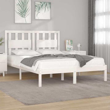 vidaXL Bedframe massief grenenhout wit 180x200 cm, Huis en Inrichting, Eenpersoons, Verzenden, Wit, Nieuw