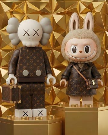 AT9 - Kaws x Labubu: LV Bricks - Canvas 50x40cm - 2/10, Nieuw